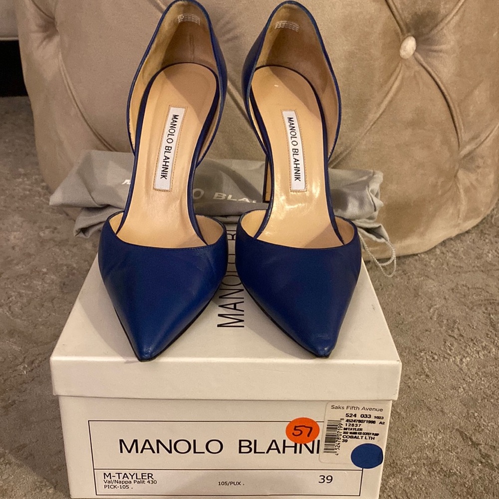 Manolo Blahnik pumps colbalt blue color size 39